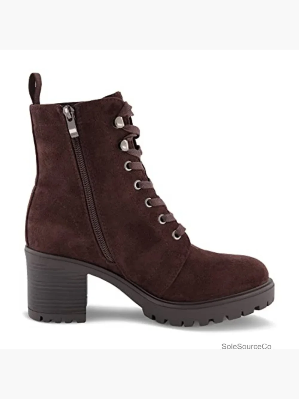 Lace Up Ankle Booties with Memory Foam Insole, Chunky Heel